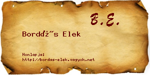 Bordás Elek névjegykártya